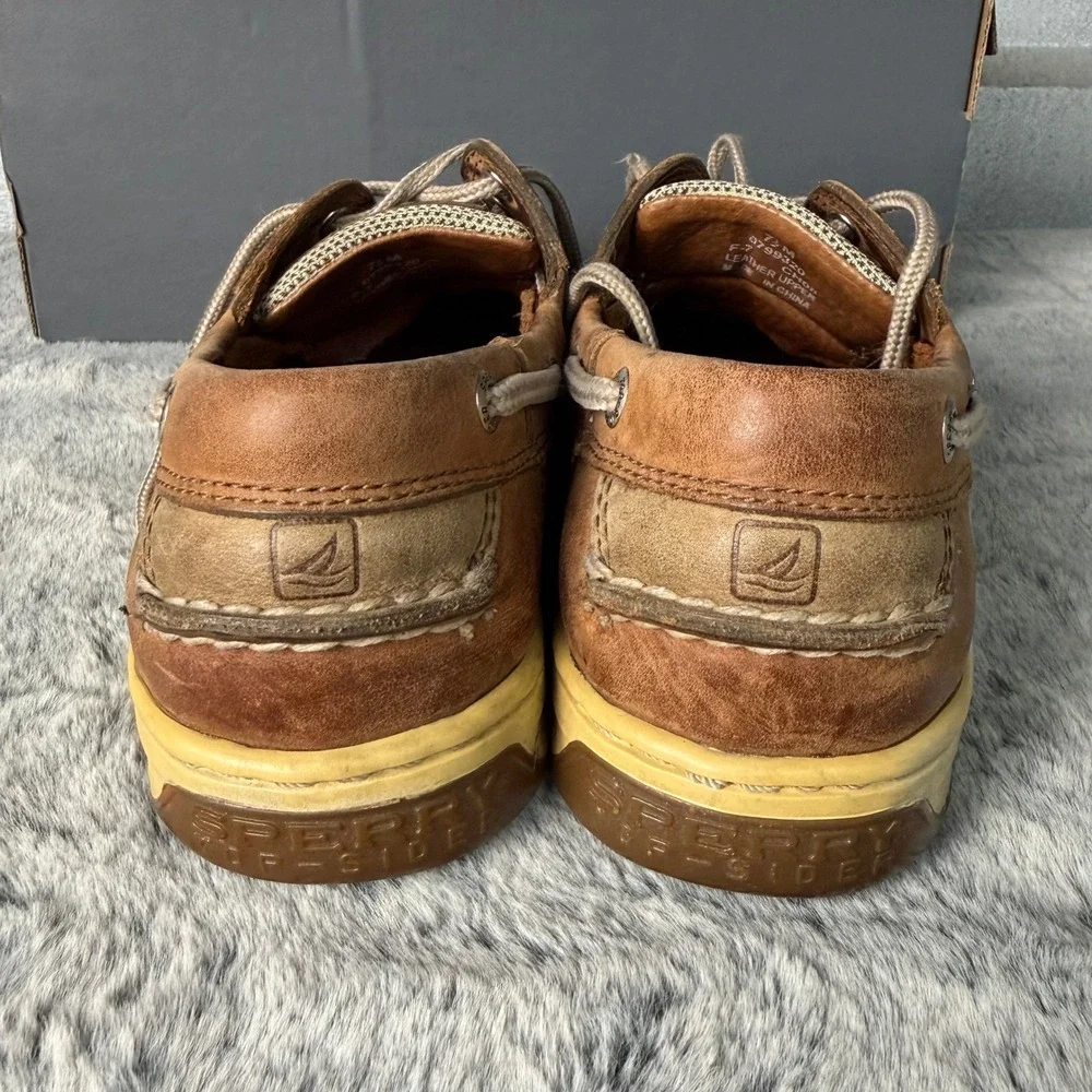 Sperry Top-Sider Billfish Mens 7.5 M Tan Brown Leather Mesh Boat Shoes 0799320